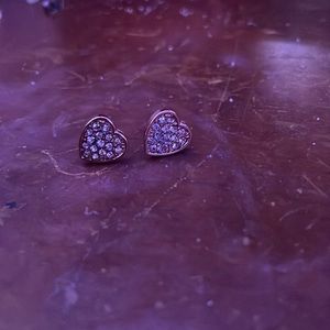 Diamond embroidered heart earrings